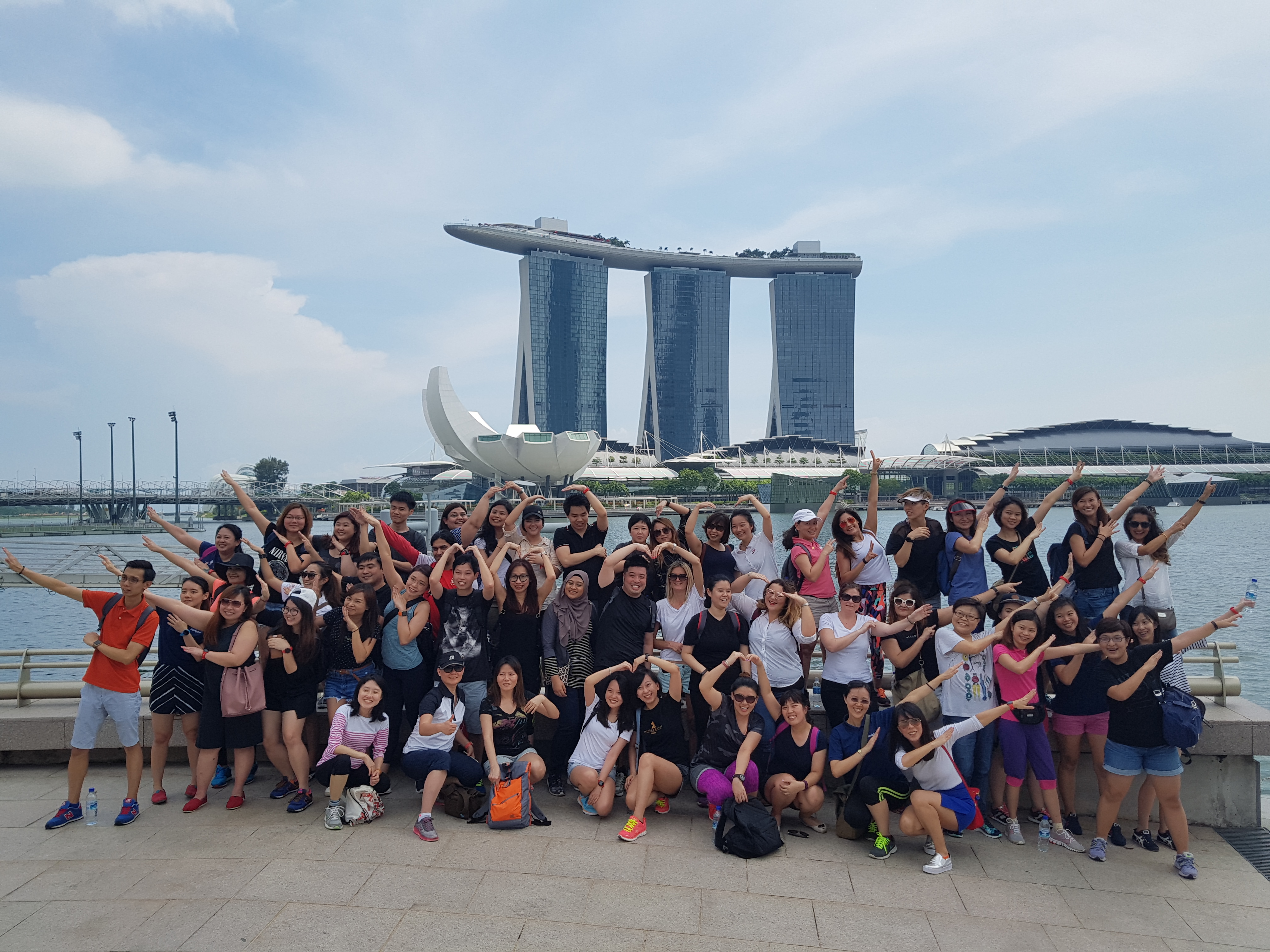 Marina Bay Sands behind a Capstone Consulting cohort